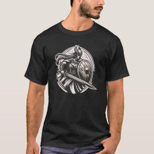 Camiseta Guerreiro feroz Valkyrie - Arte da Linha Norse Myt