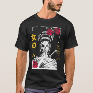 Camiseta Guerreiro Floral Samurai Japonês Mulher Geisha Tóq