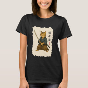 Camiseta Guerreiro Gato Samurai Arte Japonês Felino Letra K