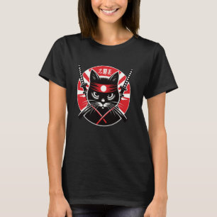 Camiseta Guerreiro Gato Samurai Katana Arte Ninja Japonês