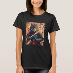 Camiseta Guerreiro Gato Samurai Ronin com Katana Feline Bus