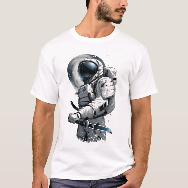 Camiseta Guerreiro Japonês em Camisa-T de Astronauta (Frente)