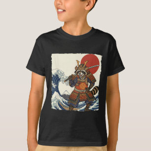 Camiseta Guerreiro japonês mapache samurai engraçado &