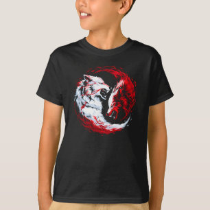 Camiseta Guerreiro Lobo Cósmico Branco Vermelho