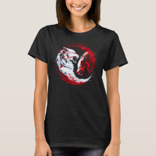 Camiseta Guerreiro Lobo Cósmico Branco Vermelho