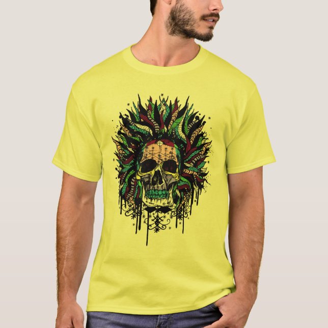 Camiseta Guerreiro mágico do crânio do Voodoo (Frente)