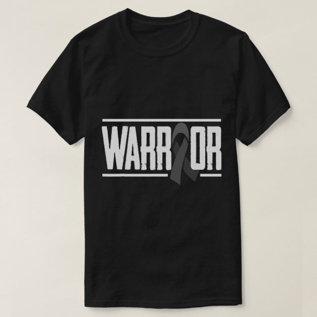 Camiseta Guerreiro Negro Fita Melanoma Cancer cutâneo Aware (Frente do Design)