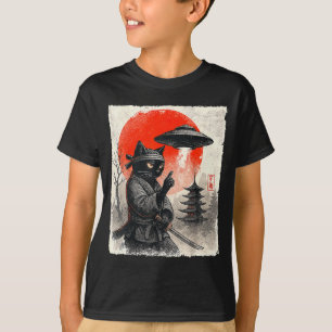 Camiseta Guerreiro Ninja Gato Samurai OVNI Japonês Anime En