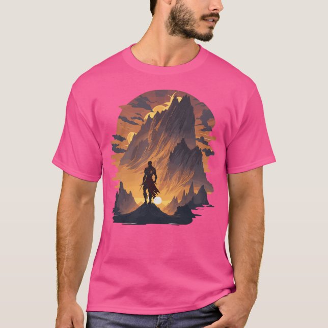 Camiseta Guerreiro No Pescoço Da Tripulação Das Montanhas,  (Frente)