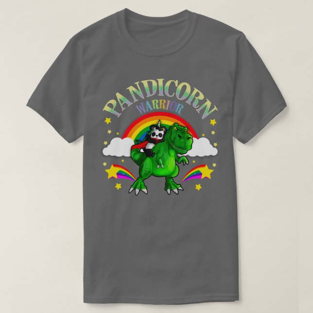 Camiseta Guerreiro Pandicórnio Panda Urso T Rex Dinossauro (Frente do Design)