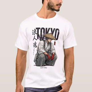 Camiseta Guerreiro Samurai de Tóquio - Ronin Ciberpunk Japo