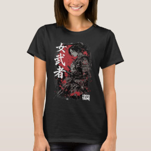 Camiseta Guerreiro samurai feminino de Tóquio Yami com elem