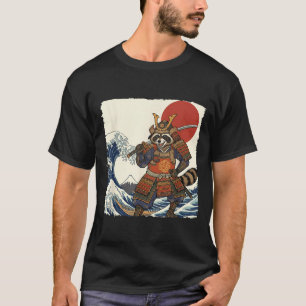 Camiseta Guerreiro samurai guaxinim engraçado & arte ja