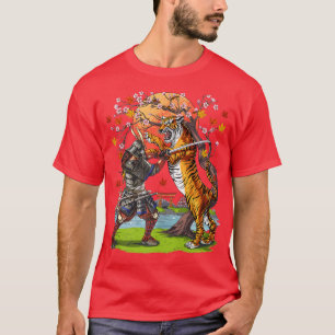 Camiseta Guerreiro Samurai Japonês Lutando Tiger Marcial Ar