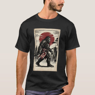 Camiseta Guerreiro Samurai Pé-grande Sasquatch Ukiyo-e Japo