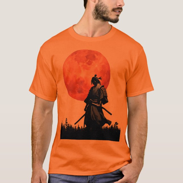 Camiseta Guerreiro Samurai Sob a Lua Vermelha (Frente)