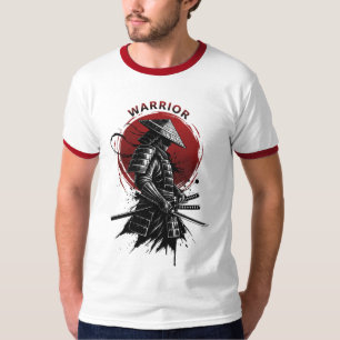 Camiseta Guerreiro Samurai Sol Nascente Estilo de Tinta Jap