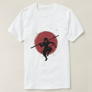 Camiseta Guerreiro Sun Wukong Sombra Estilo Tinta Japonesa