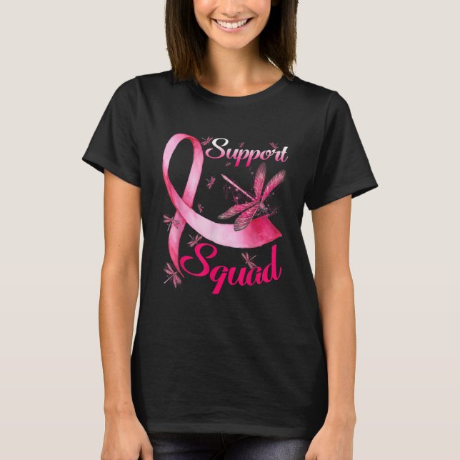 Camiseta Guerreiro Suporta Cancer da Mama de Dragonfly em E (Frente)