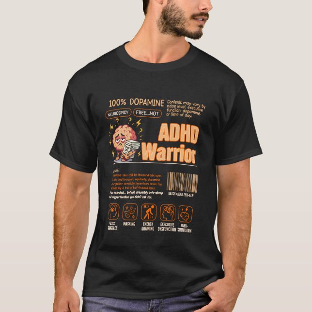 Camiseta Guerreiro TDAH Código de Barras Neurodiversidade T (Frente)
