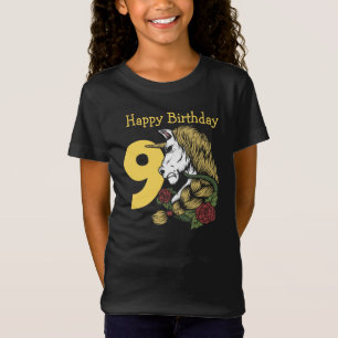 Camiseta Guerreiro Unicorn amarelo 9º aniversário T-Shirt