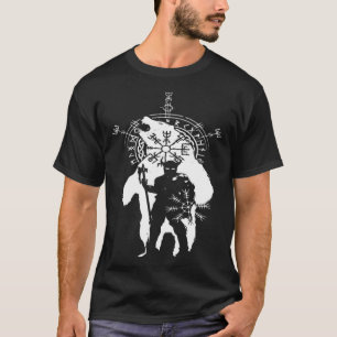 Camiseta Guerreiro Urso Berserk Runas Odin Bússola Nórdica