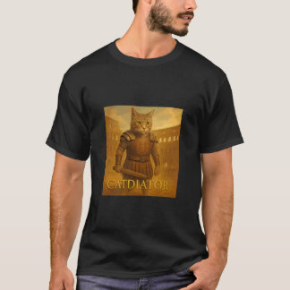 Camiseta Guerreiro Vintage Gladiador Gato Épico na Arena Ro