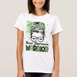 Camiseta Guerrera da Depressão Maníaca Mulheres Garota Sobr
