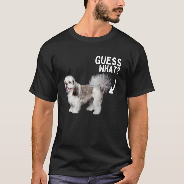Camiseta Guess What Shih Tzu Butt ! Funny Dog Mom Dad Rescu (Frente)
