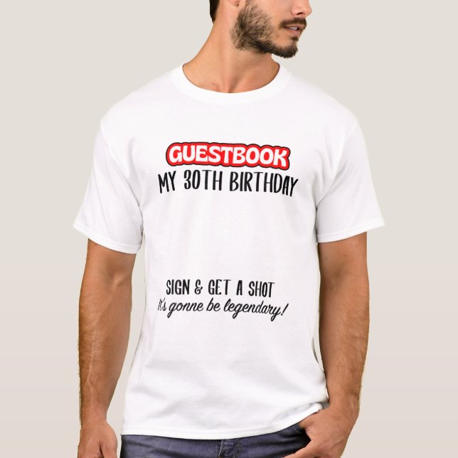 Camiseta Guestbook aniversário de 30 anos - Assinar E Obter (Frente)