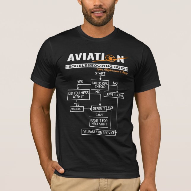Camiseta Guia de detecção de problemas de aviação do piloto (Frente)