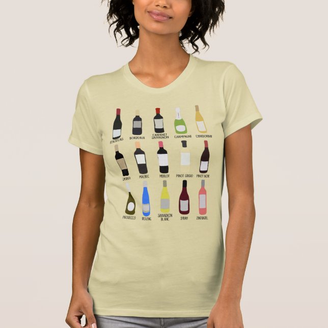 Camiseta Guia de identificação da garrafa de vinho (Frente)