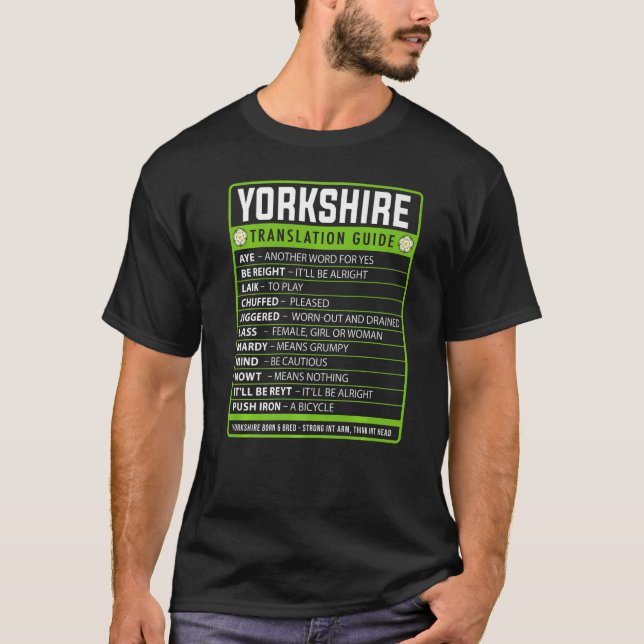 Camiseta Guia de Tradução de Yorkshire Slang Idea Yorkshire (Frente)