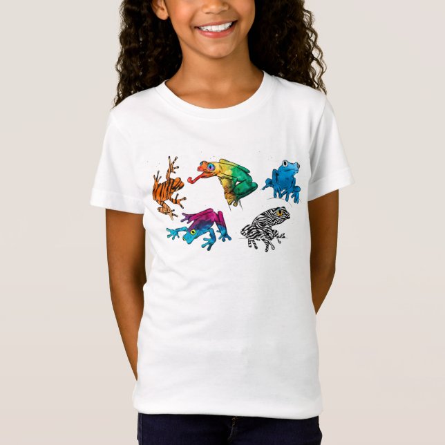 Camiseta Guia Definitivo de Rãs - Seis Rãs Arco-Íris (Frente)