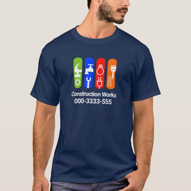Camiseta Guia Ferramentas do Handyman de Construção de na m (Frente)