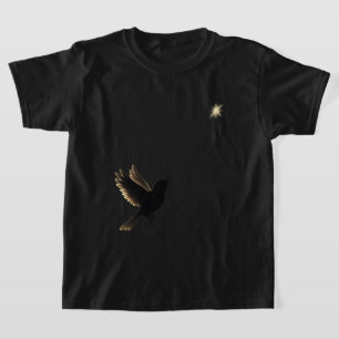 Camiseta Guiado pela Luz – Silhueta de Pássaro e Estrela