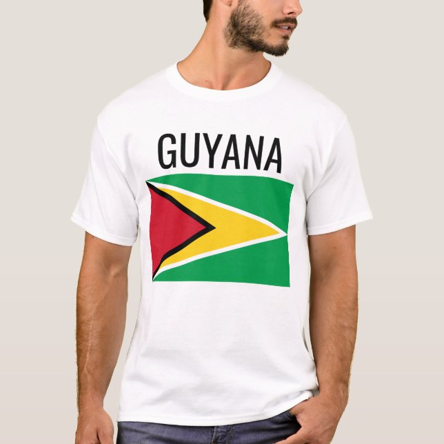 Camiseta Guiana // Bandeira Nacional do País Mundial (Frente)
