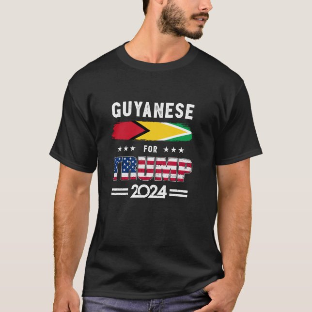 Camiseta Guiana para Trump 2024 Bandeira Patriótica Sup (Frente)