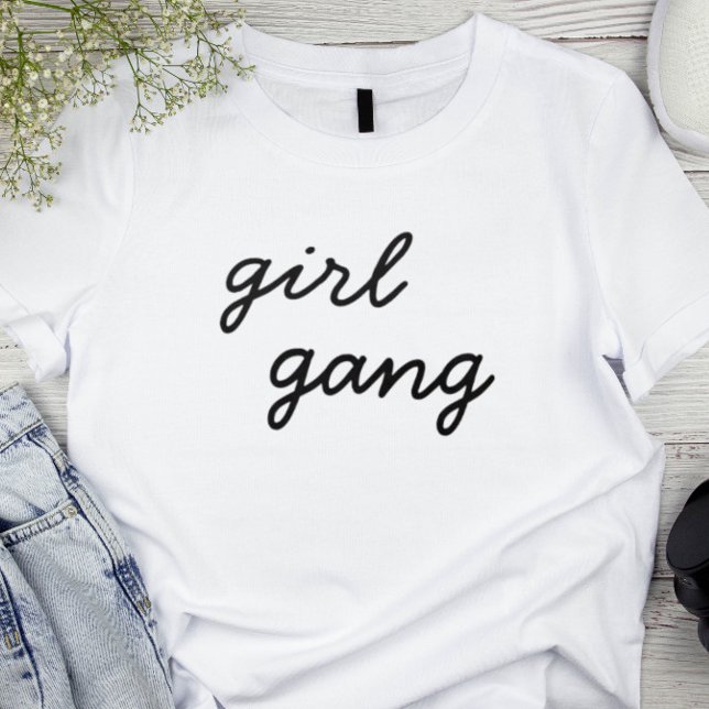 Camiseta guião feminina moderna e fofa de gangue (Modern girl gang t-shirt for bachelorette party guests, bridesmaids and bride)