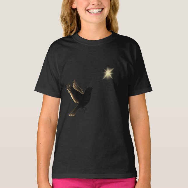 Camiseta Guided by Light – Silhouette Bird and Star (Frente)