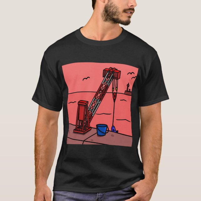 Camiseta Guindaste de torre Ã— Vara de pescar (Frente)