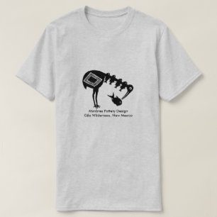 Camiseta Guindaste que come peixes - design da cerâmica de