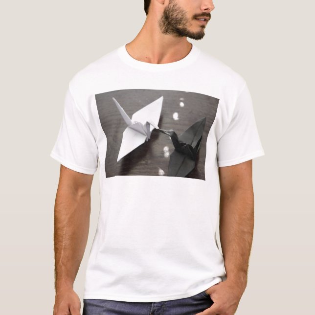 Camiseta guindastes românticos do origami (Frente)