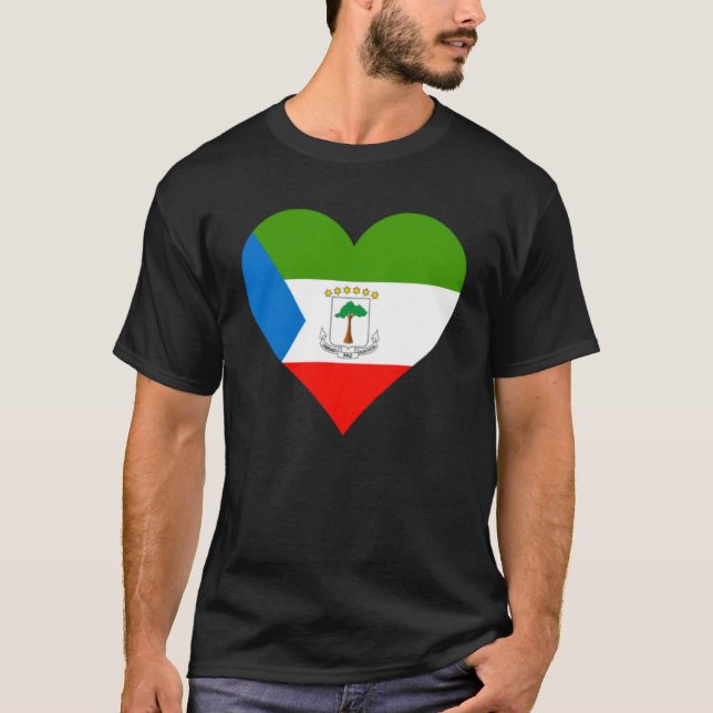 Camiseta Guiné Equatorial Flag Heart Equatorial Guiné Equat (Frente)