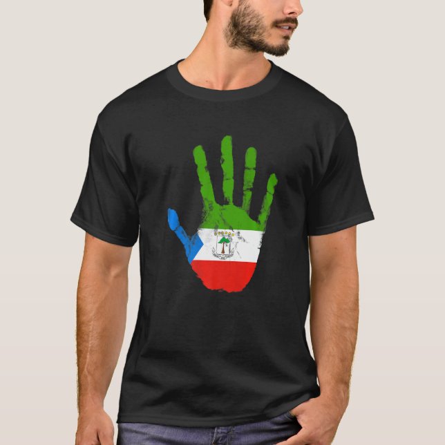Camiseta Guiné Equatorial Pavilhão Mão Malabo Guin Equatori (Frente)