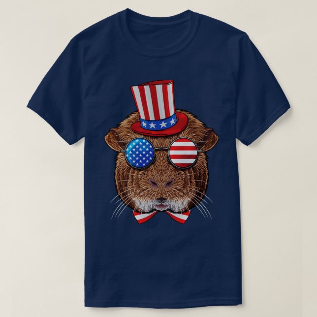 Camiseta Guiné Pig 4º de julho Guiné Americana Pig USA Unc (Frente do Design)