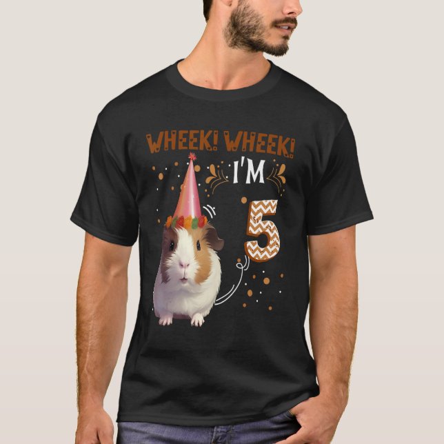Camiseta Guiné Pig 5 anos de idade 5 Cavy Aniversário Toddl (Frente)