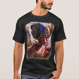 Camiseta Guiné Pig American Flag 4 de julho Eag Independê