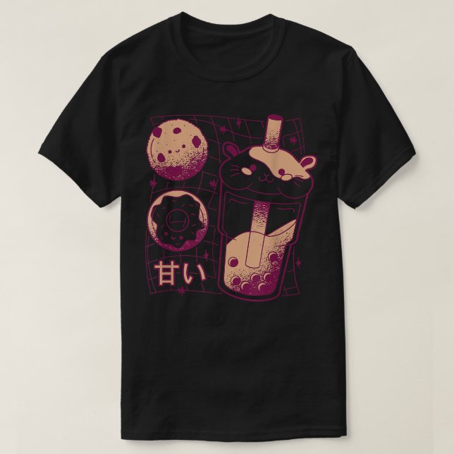 Camiseta Guiné Pig Boba Tea Bubble Tea Kawaii Guiné Pig B (Frente do Design)