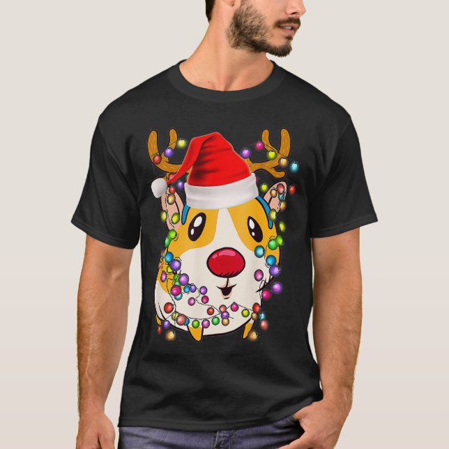 Camiseta Guiné Pig Christmas Reindeers (Rebelde de Natal) P (Frente)